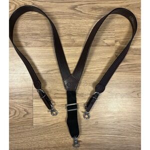 Nocona Western Star Suspenders Leather Basketweave Embossed Brown N85 12402 OSFM